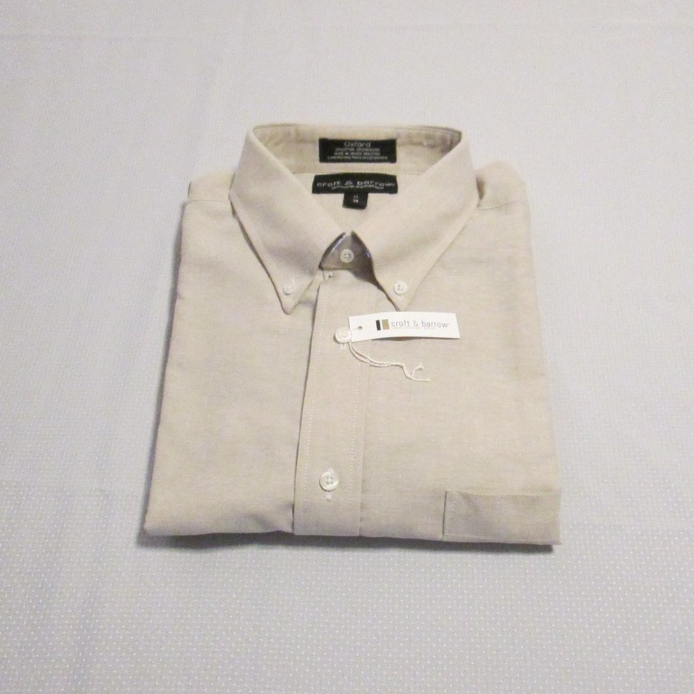 🎈 #SOLD# CROFT & BARROW MEN’S TAN/BEIGE DRESS SHIRT – 17/36 NEW 🎈 - Picture 2 of 15
